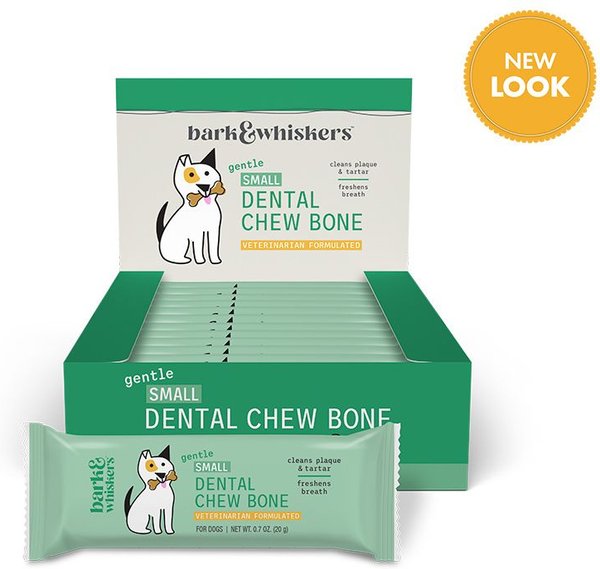 Bark and Whiskers Gentle Chew Bone Rawhide Free Small Dental Dog Treats 12 count