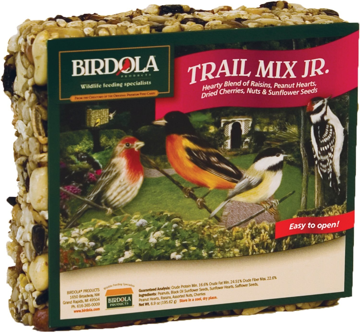 BIRDOLA Trail Mix Junior Seed Cake Wild Bird Food, 6.9oz