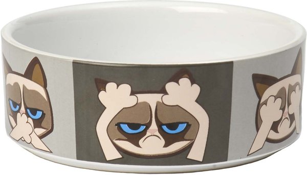 PetRageous Designs Grumpy Cat Hear See Speak No Evil Pet Bowl, 5-in slide 1 of 1