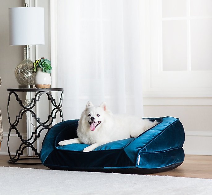 LA-Z-BOY Tucker Bolster Dog Bed w/Removable Cover, Velvet Blue - Chewy.com
