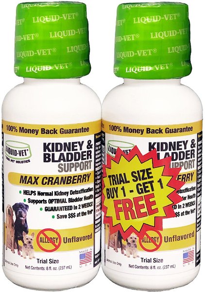 Liquid-Vet Kidney & Bladder Support Max Cranberry Unflavored Dog Supplement, 8-oz bottle, 2 count slide 1 of 6