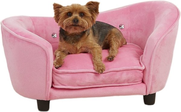 Enchanted Home Pet Ultra-Plush Snuggle Sofa Cat & Dog Bed w/Removable Cover, Light Pink, Small slide 1 of 7