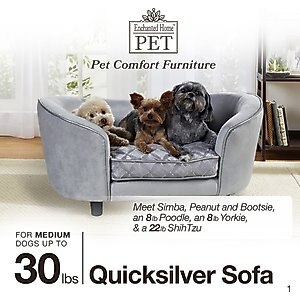 Enchanted Home Pet Quicksilver Sofa Cat & Dog Bed with Removable Cover, Medium, Silver