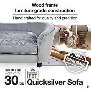 Enchanted Home Pet Quicksilver Sofa Cat & Dog Bed with Removable Cover, Medium, Silver