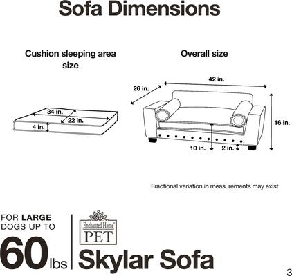 Show full view: Enchanted Home Pet Skylar Sofa Dog Bed with Removable Cover, Large slide 8 of 11