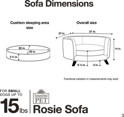 Show full view: Enchanted Home Pet Rosie Sofa Cat & Dog Bed with Removable Cover, Small slide 7 of 10