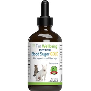 Pet Wellbeing Blood Sugar GOLD Bacon Flavored Liquid Diabetes Supplement for Dogs & Cats, 4-oz bottle