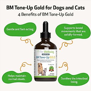 Pet Wellbeing BM Tone-Up GOLD for Diarrhea for Dogs & Cats, 2-oz bottle