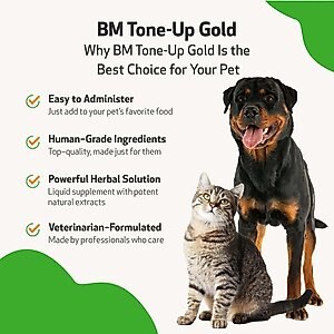 Pet Wellbeing BM Tone-Up GOLD for Diarrhea for Dogs & Cats, 2-oz bottle