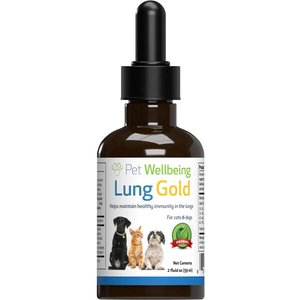 Pet Wellbeing Lung GOLD Bacon Flavored Liquid Respiratory Supplement for Dogs & Cats, 2-oz bottle