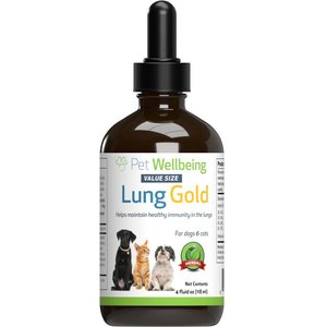 Pet Wellbeing Lung GOLD Bacon Flavored Liquid Respiratory Supplement for Dogs & Cats, 4-oz bottle