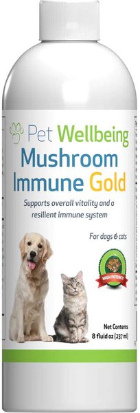 Pet Wellbeing Mushroom Immune GOLD Bacon Flavored Liquid Immune Supplement for Cats & Dogs, 8-oz bottle slide 1 of 9