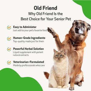 Pet Wellbeing Old FRIEND Bacon Flavored Liquid Supplement for Large Breed Senior Dogs, 4-oz bottle