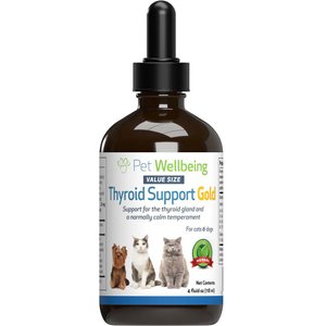 Pet Wellbeing Thyroid Support Gold Bacon Flavored Liquid Hormone Supplement for Dogs & Cats, 4-oz bottle