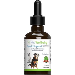 Pet Wellbeing Thyroid Support SILVER Bacon Flavored Liquid Hormone Supplement for Dogs, 2-oz bottle