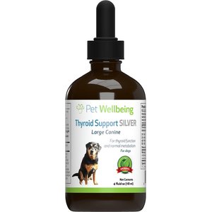 Pet Wellbeing Thyroid Support SILVER Bacon Flavored Liquid Hormone Supplement for Dogs, 4-oz bottle