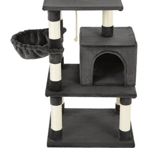 Frisco 59-in Faux Fur Cat Tree & Condo, Dark Charcoal