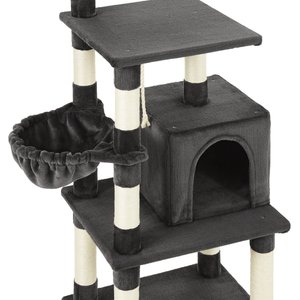 Frisco 59-in Faux Fur Cat Tree & Condo, Dark Charcoal