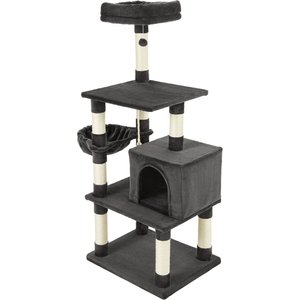 Frisco 59-in Faux Fur Cat Tree & Condo, Dark Charcoal