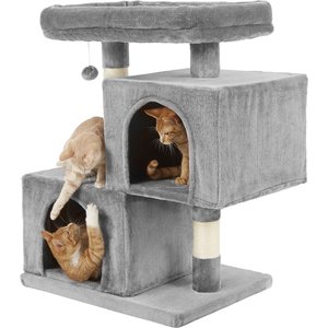 Frisco 33-in Faux Fur Cat Tree & Condo, Gray