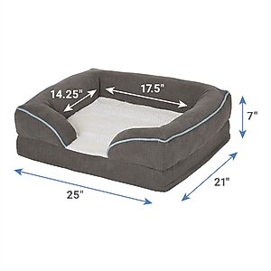 Frisco Plush Orthopedic Front Bolster Cat & Dog Bed w/Removable Cover, Gray, Medium