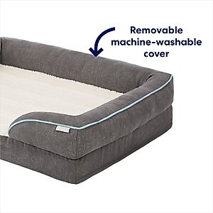 Frisco Plush Orthopedic Front Bolster Cat & Dog Bed w/Removable Cover, Gray, Medium