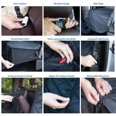 Show full view: Plush Paws Products Center Console Access Seat Cover with Removable Hammock, Grey, Regular slide 4 of 7