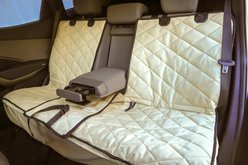 Plush Paws Products Center Console Access Seat Cover with Removable Hammock, Tan, Regular