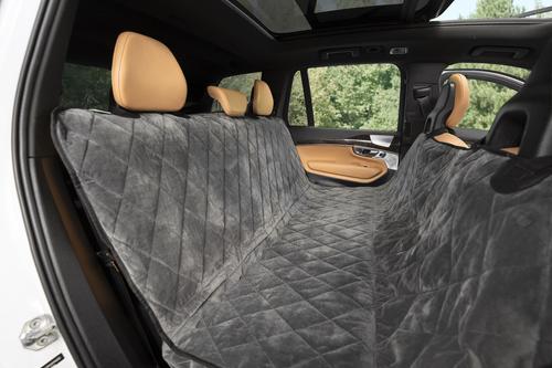 Show full view: Plush Paws Products Quilted Velvet Waterproof Hammock Car Seat Cover, London Grey, Regular slide 3 of 10