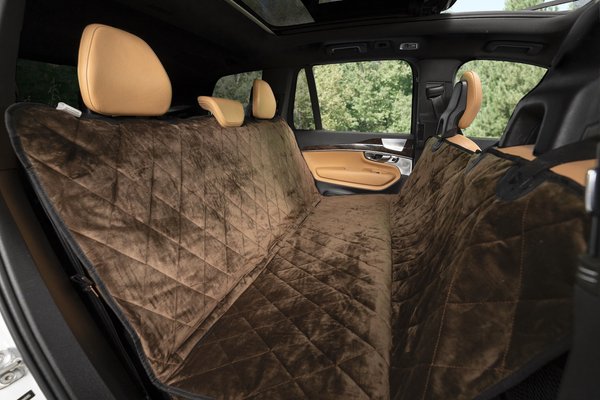 Plush Paws Products Quilted Velvet Waterproof Hammock Car Seat Cover, Chocolate, Regular slide 1 of 10