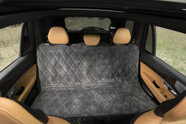 Plush Paws Products Quilted Velvet Waterproof Car Seat Cover, London Grey, Regular slide 1 of 4