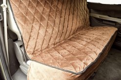 Plush Paws Products Quilted Velvet Waterproof Car Seat Cover, Desert Sand, Regular