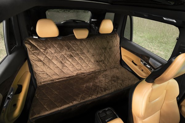 Plush Paws Products Quilted Velvet Waterproof Car Seat Cover, Chocolate, Regular slide 1 of 4