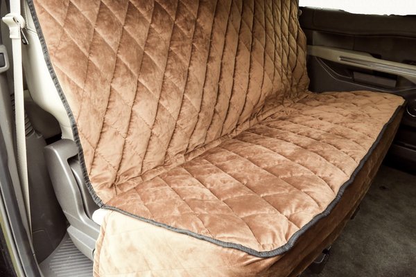 Plush Paws Products Quilted Velvet Waterproof Car Seat Cover, Desert Sand, X-Large slide 1 of 4