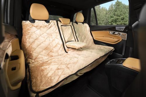 Show full view: Plush Paws Products Quilted Velvet Waterproof Center Console Access Hammock Car Seat Cover, Desert Sand, Regular slide 3 of 11
