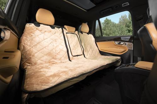 Show full view: Plush Paws Products Quilted Velvet Waterproof Center Console Access Hammock Car Seat Cover, Desert Sand, Regular slide 8 of 11
