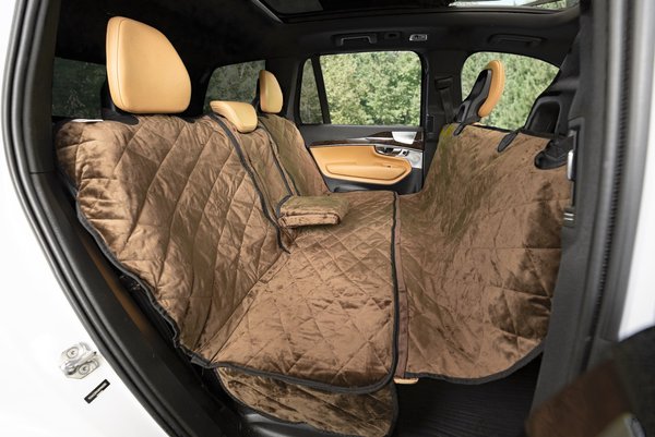Plush Paws Products Quilted Velvet Waterproof Center Console Access Hammock Car Seat Cover, Chocolate, Regular slide 1 of 10