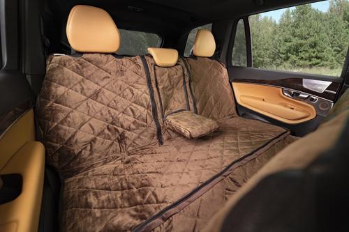 Show full view: Plush Paws Products Quilted Velvet Waterproof Center Console Access Hammock Car Seat Cover, Chocolate, Regular slide 2 of 11