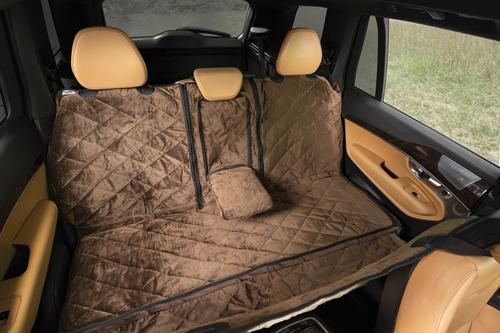 Show full view: Plush Paws Products Quilted Velvet Waterproof Center Console Access Hammock Car Seat Cover, Chocolate, Regular slide 3 of 11