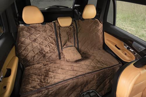Show full view: Plush Paws Products Quilted Velvet Waterproof Center Console Access Hammock Car Seat Cover, Chocolate, Regular slide 4 of 11