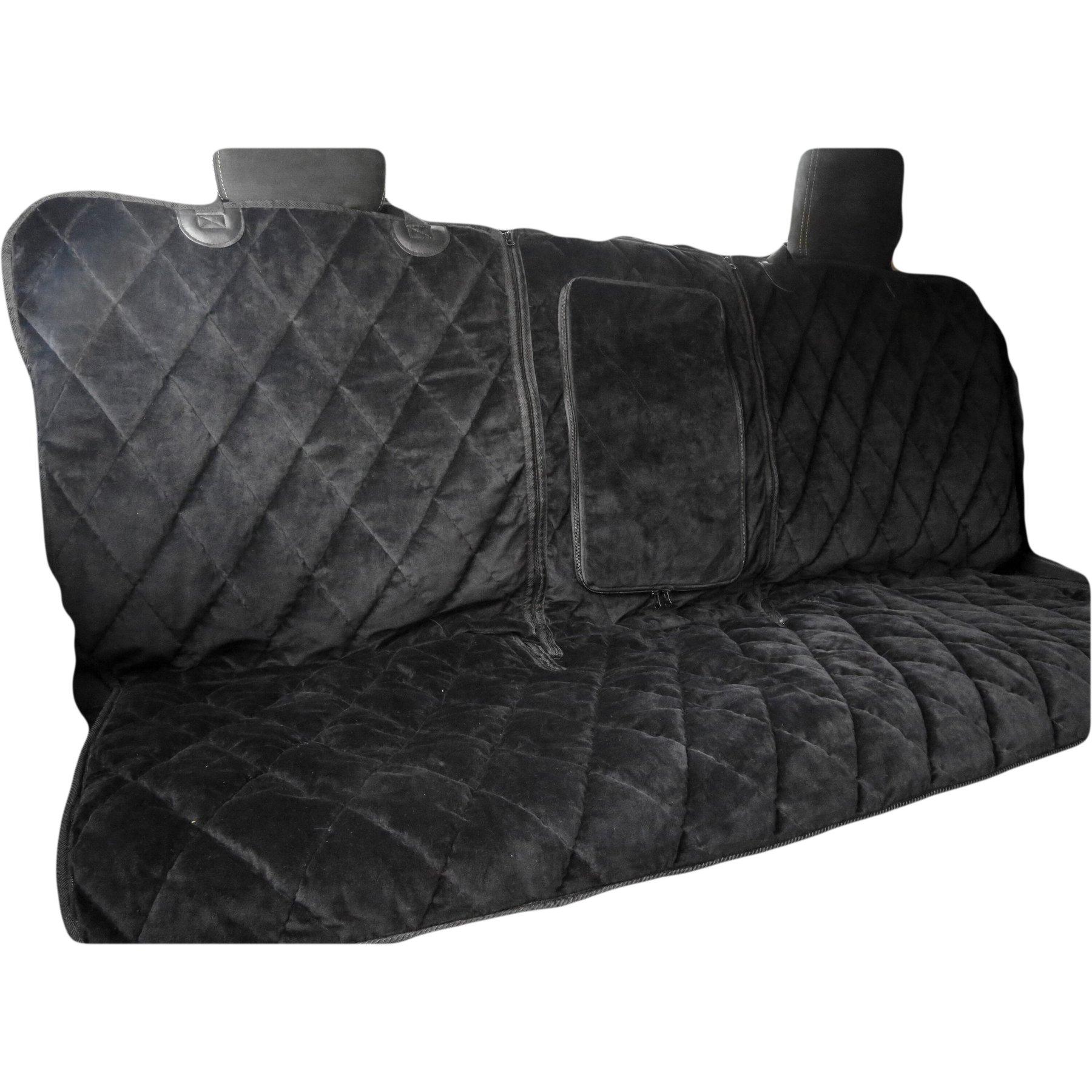 Plush Paws Products Quilted Velvet Waterproof Center Console Access Hammock Car Seat Cover, Charcoal, X-Large
