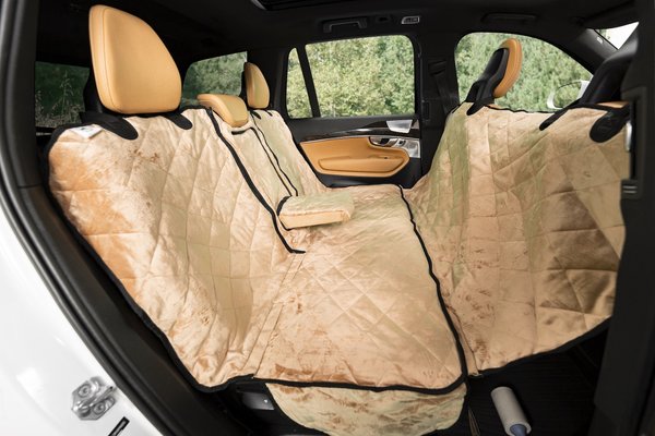 Plush Paws Products Quilted Velvet Waterproof Center Console Access Hammock Car Seat Cover, Desert Sand, X-Large slide 1 of 10