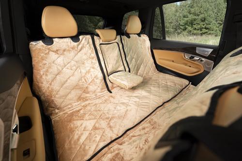 Show full view: Plush Paws Products Quilted Velvet Waterproof Center Console Access Hammock Car Seat Cover, Desert Sand, X-Large slide 2 of 11