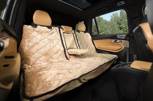Show full view: Plush Paws Products Quilted Velvet Waterproof Center Console Access Hammock Car Seat Cover, Desert Sand, X-Large slide 5 of 11