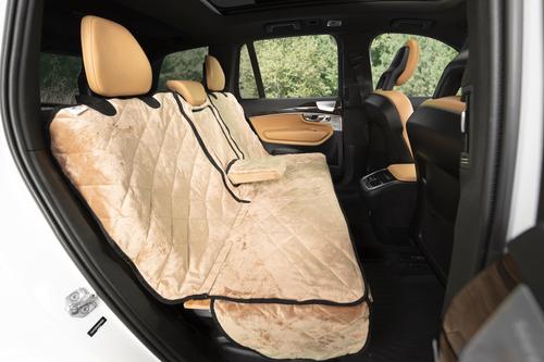 Show full view: Plush Paws Products Quilted Velvet Waterproof Center Console Access Hammock Car Seat Cover, Desert Sand, X-Large slide 6 of 11