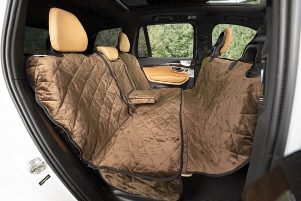 Plush Paws Products Quilted Velvet Waterproof Center Console Access Hammock Car Seat Cover, Chocolate, X-Large slide 1 of 10