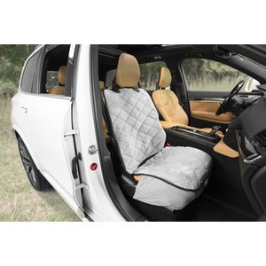 Plush Paws Products Quilted Velvet Waterproof Co-Pilot Bucket Car Seat Cover, Standard, London Grey