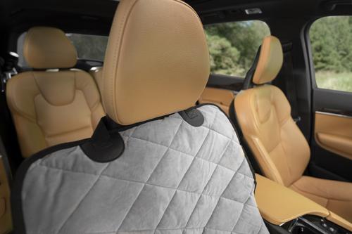 Show full view: Plush Paws Products Quilted Velvet Waterproof Co-Pilot Bucket Car Seat Cover, Standard, London Grey slide 4 of 6