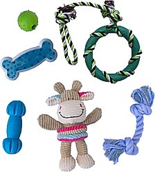 Rocket & Rex puppy chew toy variety pack for small to medium breeds, 6 count slide 1 of 6