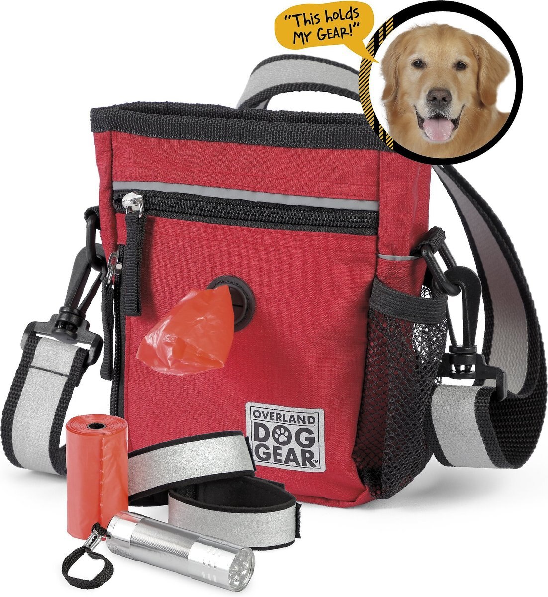 Discontinued MOBILE DOG GEAR Day/Night Dog Walking Bag, 7in, Red